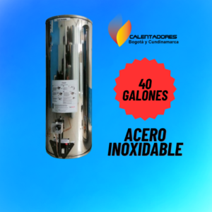 Calentador tipo Haceb A gas de acumulación, ACERO INOXIDABLE 40 galones.